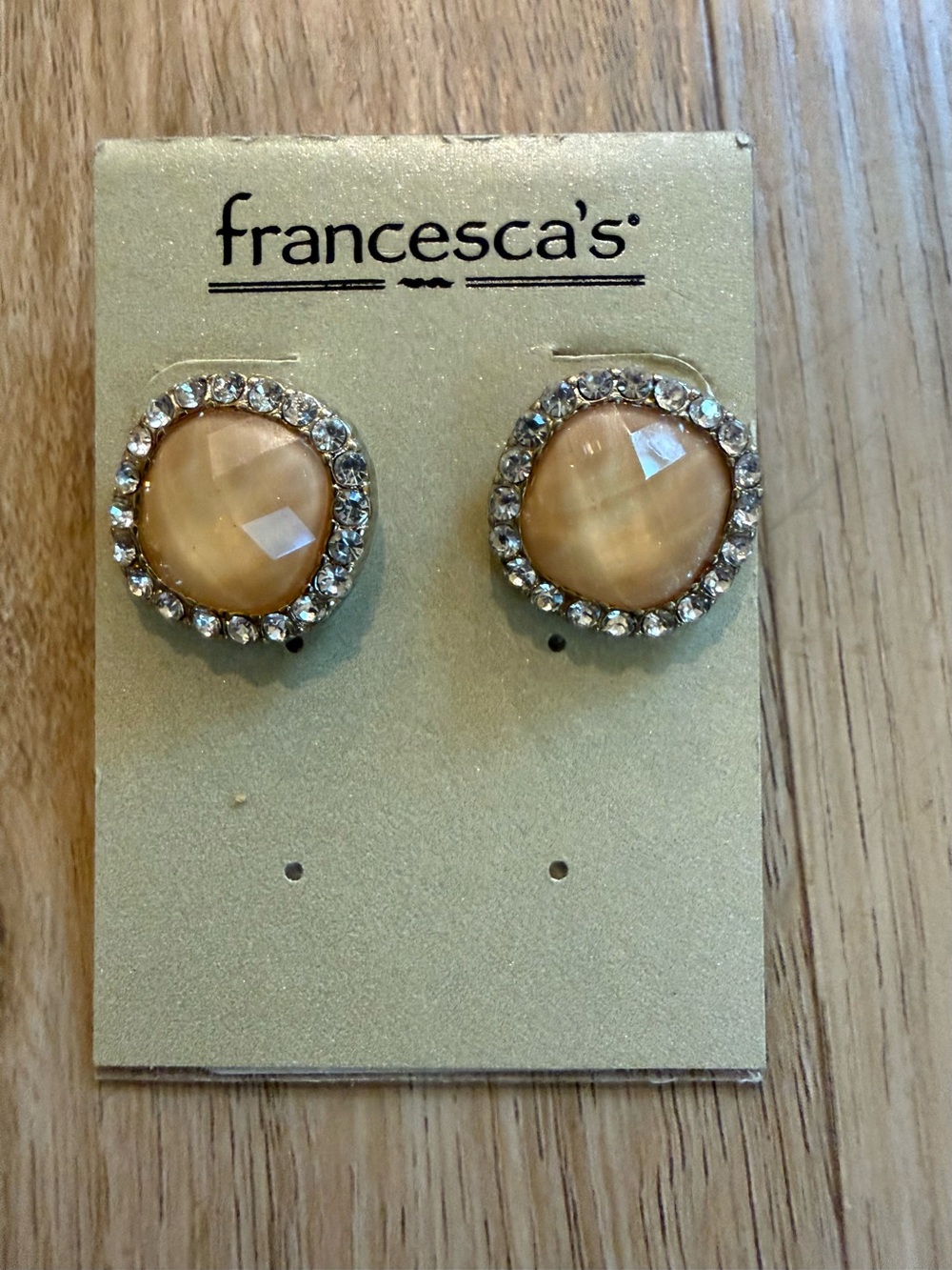 Francesca's Collections Champagne Crystal Halo Stud Earrings